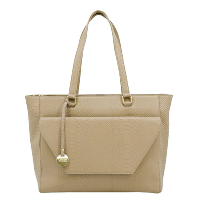 MOSZ Denise Leder-Laptop-Schultertasche - 15,6" Laptopfach - jungle taupe