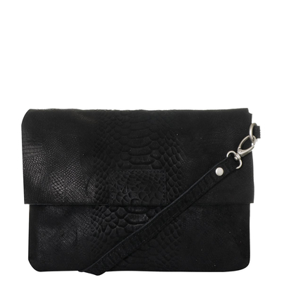 Mozz Windelbeutel Crossbody Suede snake schwarz