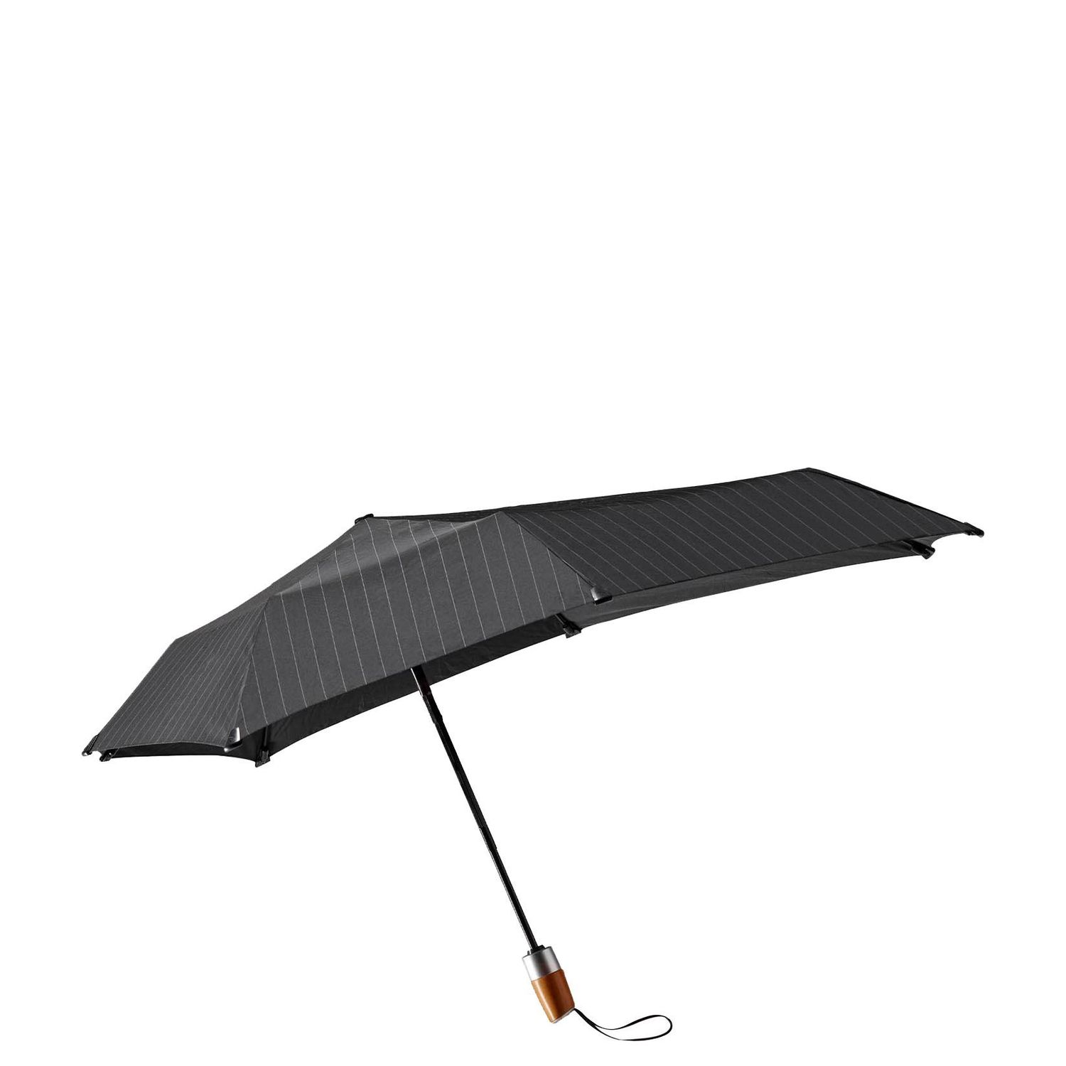 Senz Mini Automatic Deluxe Foldable Paraplu Pure Black Pin Stripes