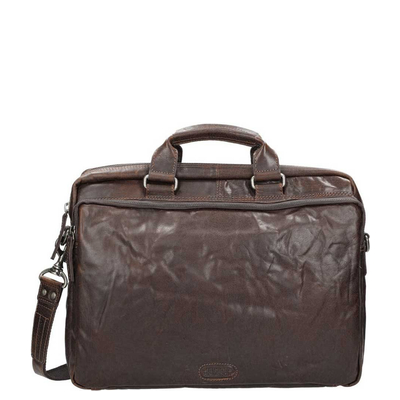 Spikes & Sparrow Bronco 3 Zipper Businesstas dark brown
