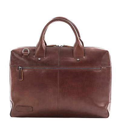 Plevier Flint Leren Dubbelvaks Laptoptas 15.6'' bruin
