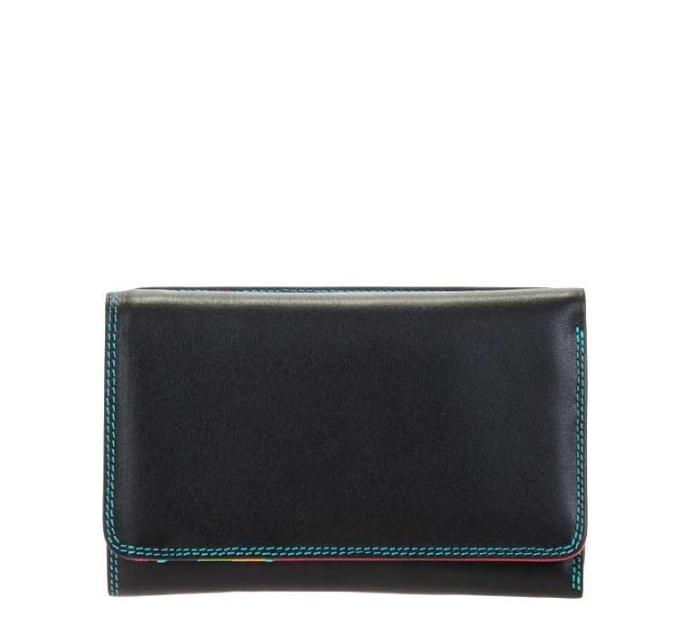 MyWalit Medium Tri-Fold portemonnee zwart en multicolor