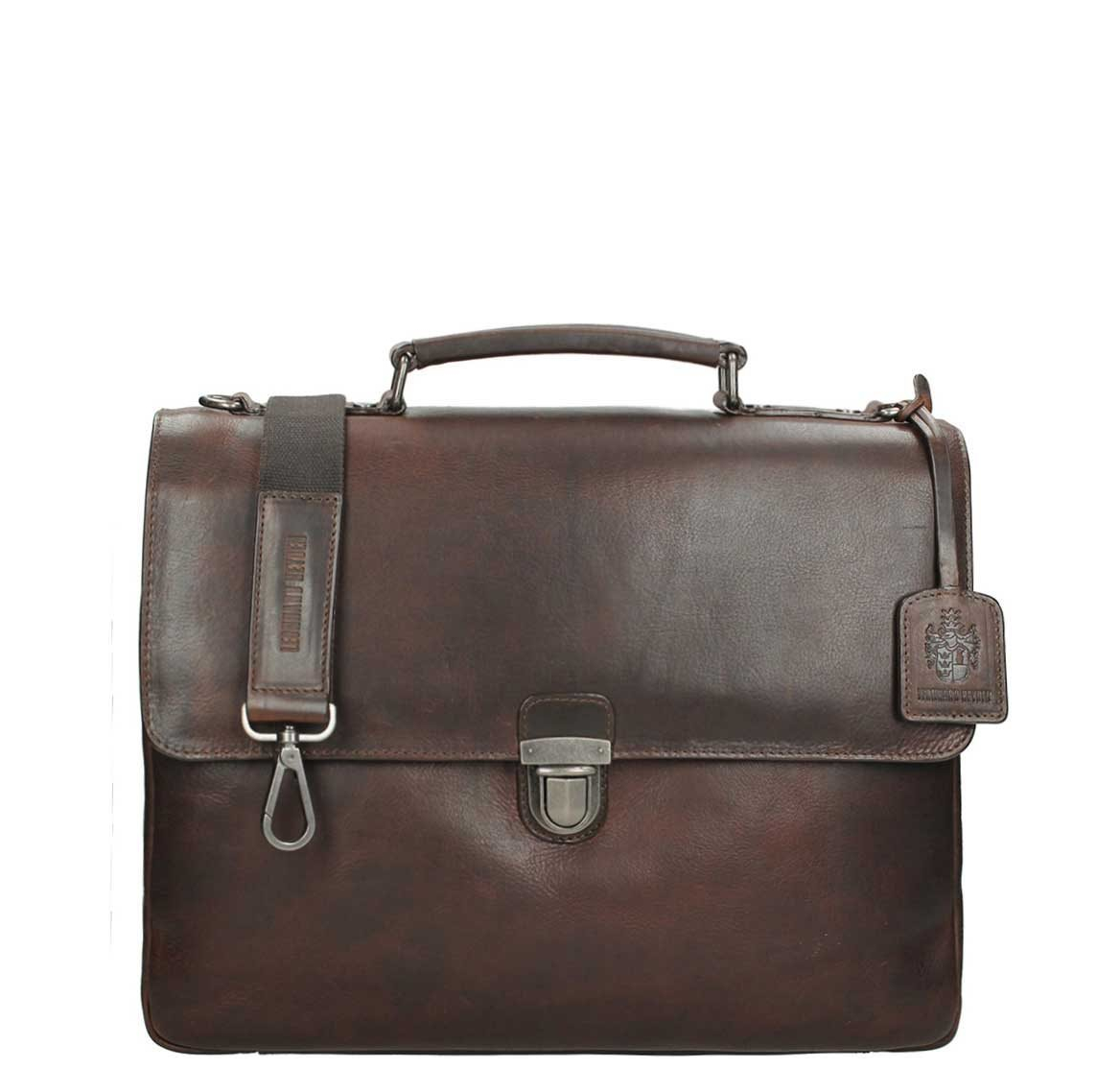 Leonhard Heyden Roma Briefcase 2 Compartments brown