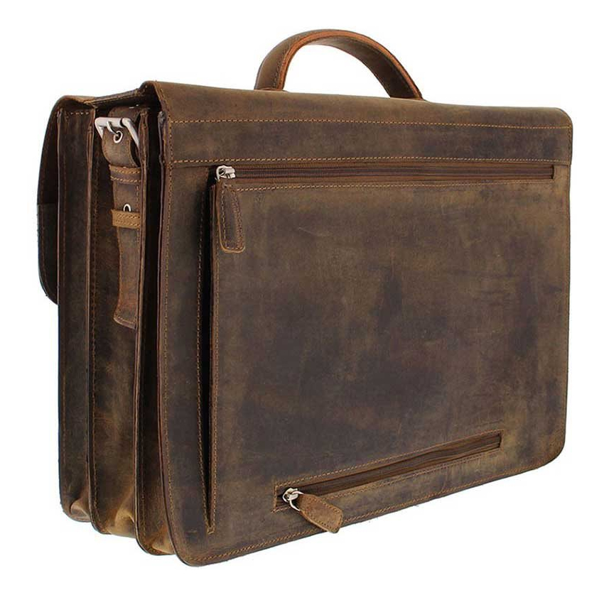 Plevier Retro Zeppelin Laptoptas 3 vaks 17.3" bruin