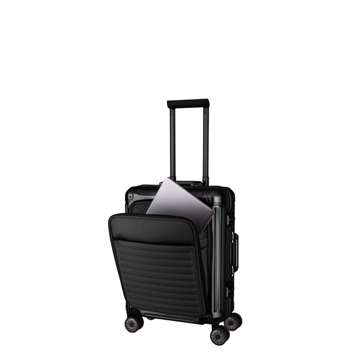 Travelite Next 2.0 Aluminium 4 Wiel Trolley S with Frontpocket black matt