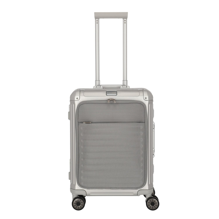 Travelite Next 2.0 Aluminium 4 Wiel Trolley S with Frontpocket silver