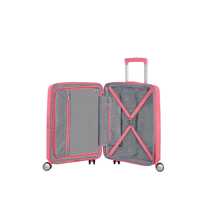 American Tourister Soundbox Spinner 55 Expandable sun kissed coral