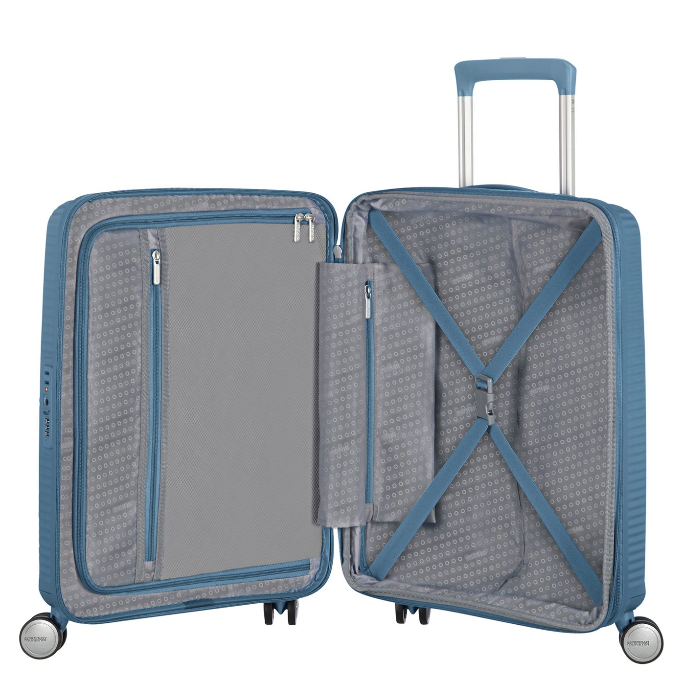 American Tourister Soundbox Spinner 55 Expandable stone blue