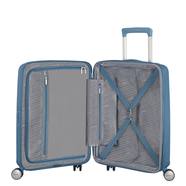 American Tourister Soundbox Spinner 55 Expandable stone blue