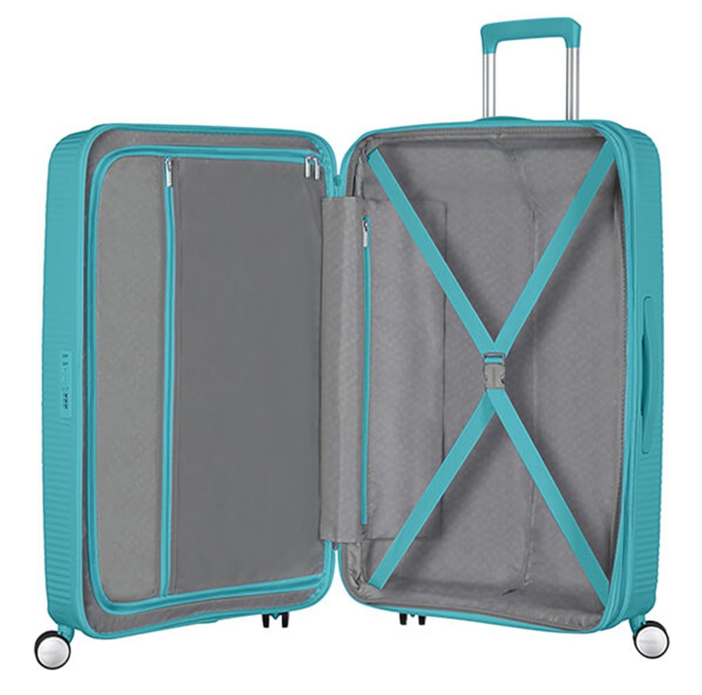 American Tourister Soundbox Spinner 67 Expandable turquoise tonic