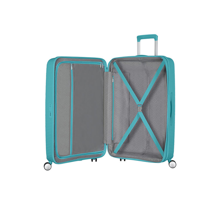 American Tourister Soundbox Spinner 67 Expandable turquoise tonic