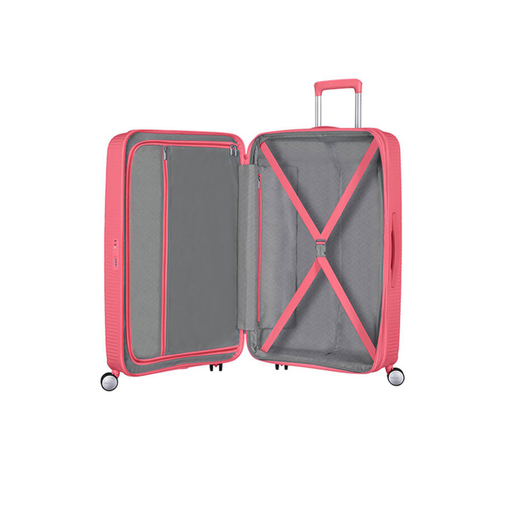 American Tourister Soundbox Spinner 77 Expandable sun kissed coral