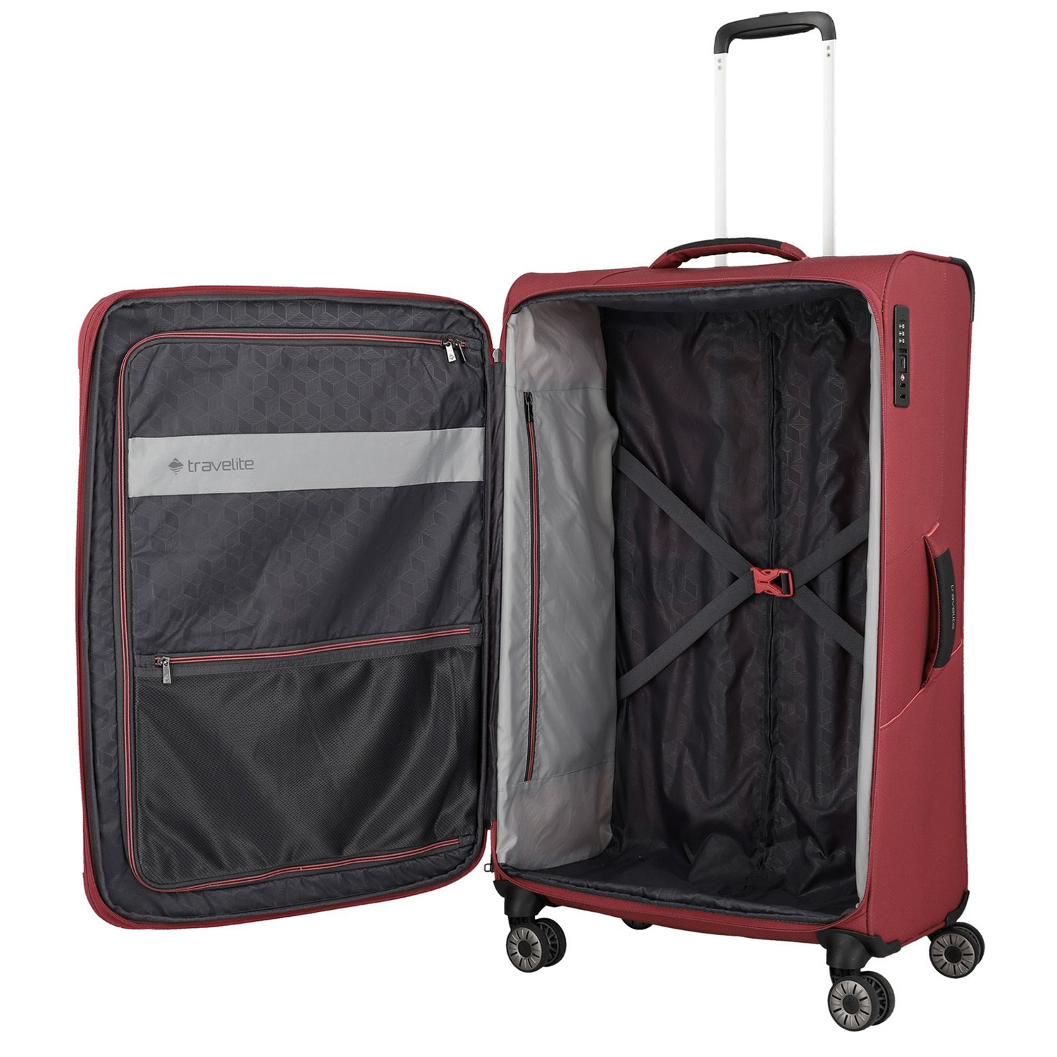 Travelite Skaii 4 Wheel Trolley L Expandable red