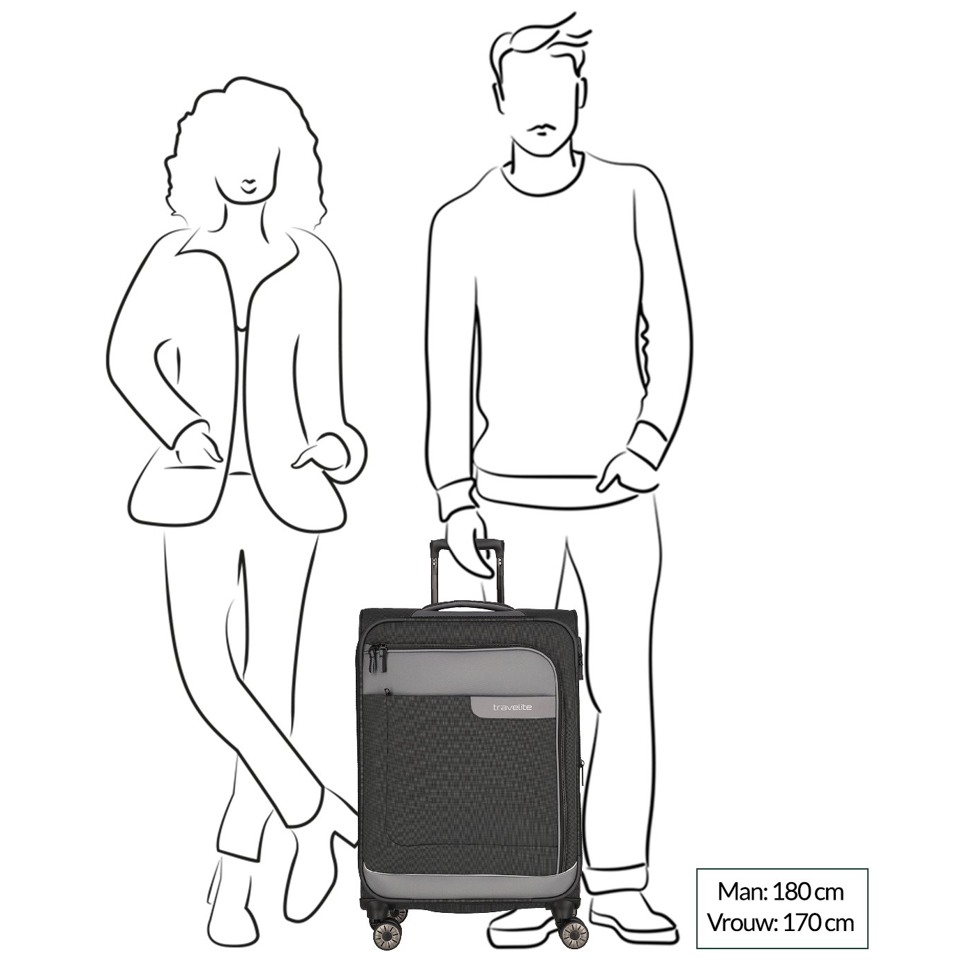 Travelite Viia 4 Wheel Trolley M Expandable anthracite