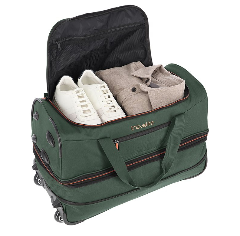 Travelite Basics Wheeled Duffle 55 Expandable dark green