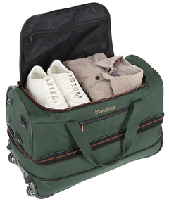 Travelite Basics Wheeled Duffle 55 Expandable dark green