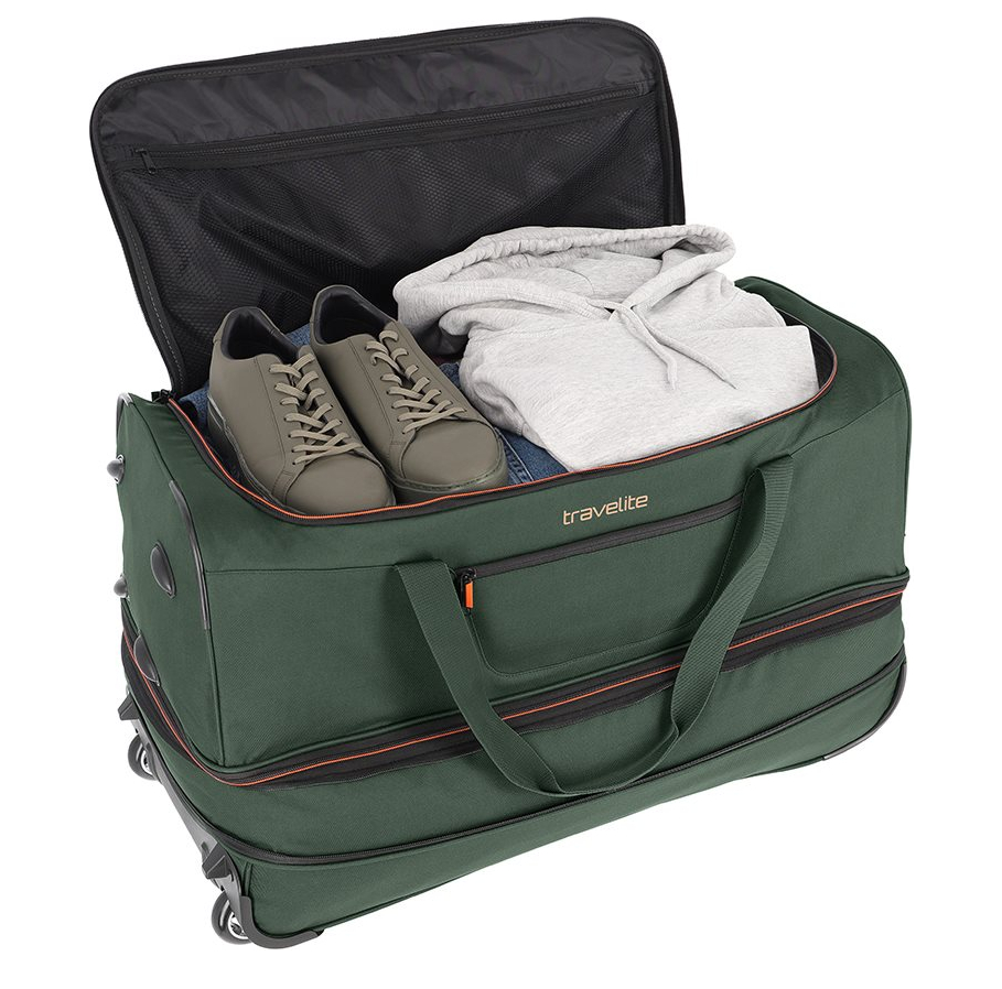 Travelite Basics Wheeled Duffle 70 Expandable dark green