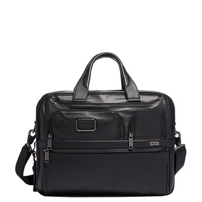 TUMI Alpha Expandable Organizer Laptop Brief Leather black