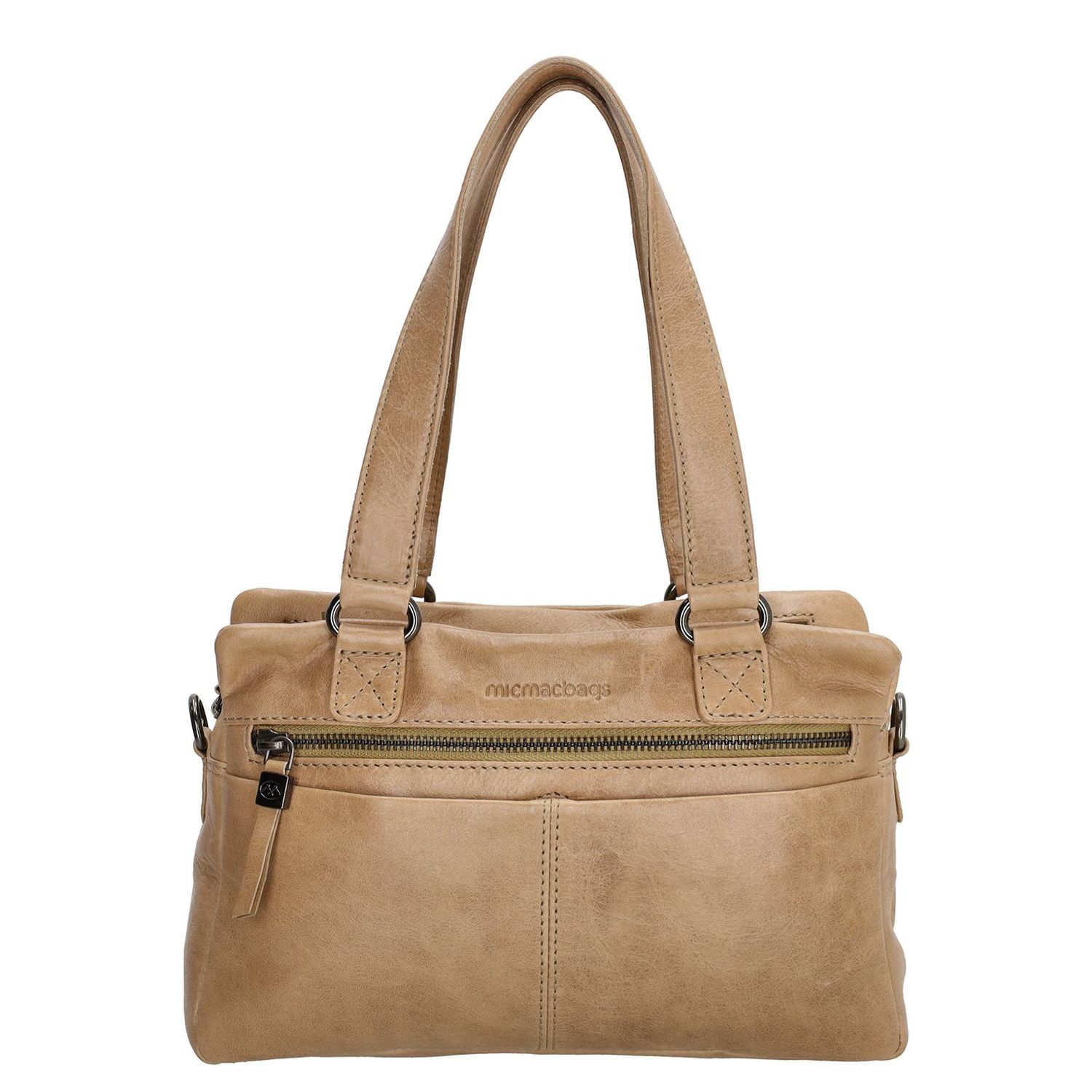 Hide Stitches handtas grijs en taupe