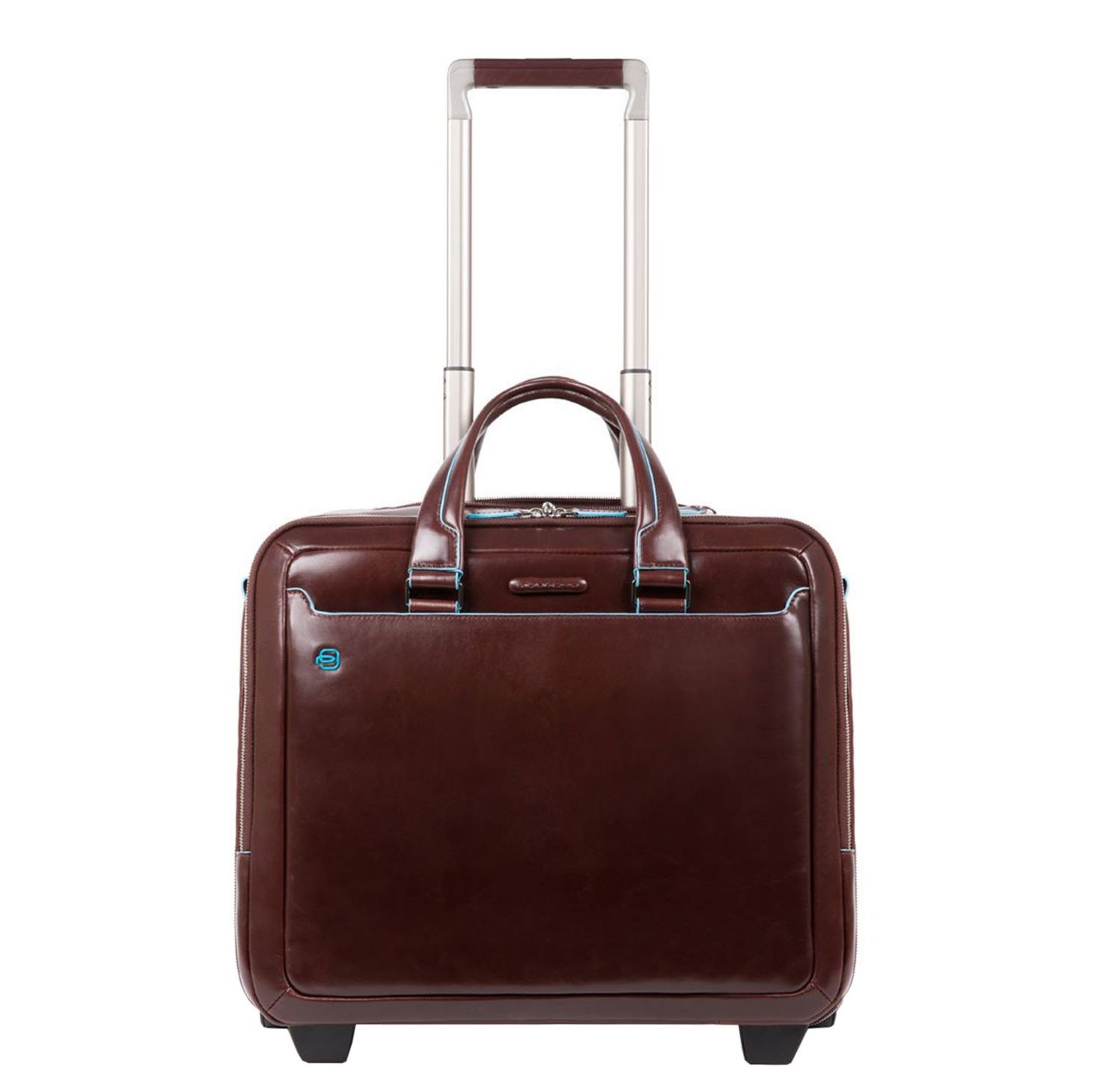 Piquadro Black Square Briefcase with wheels 2 compartments brown