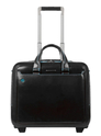 Piquadro Black Square Briefcase with wheels 2 compartments black