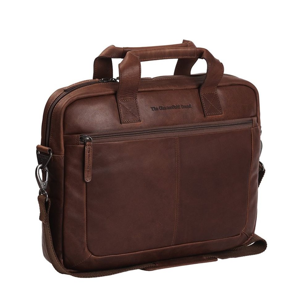 The Chesterfield Brand Calvi Laptoptas 15.6'' brown schoudertas heren