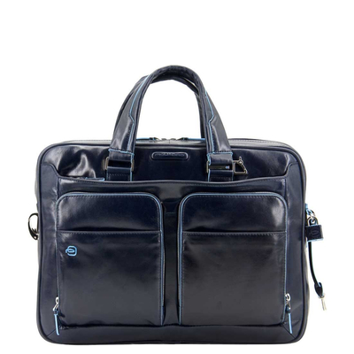 Piquadro Blue Square Organized Laptop & iPad Case night blue