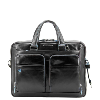 Piquadro Blue Square Organized Laptop & iPad Case black