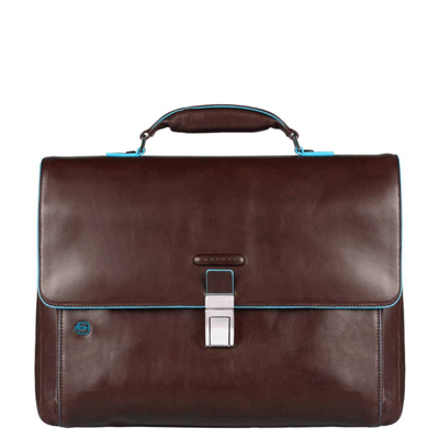 Piquadro Blue Square Exp. Computer Portfolio Briefcase mahogany
