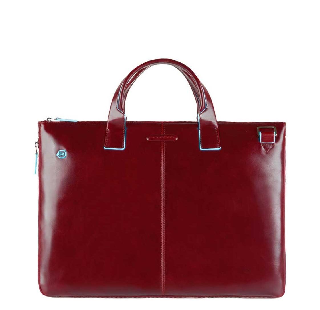 Piquadro Blue Square schoudertas blauw en rood