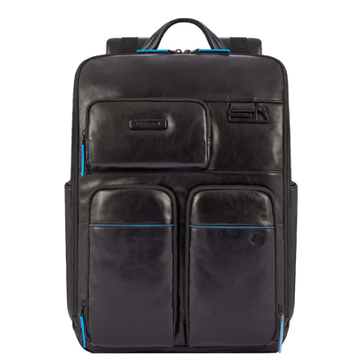 Piquadro Blue Square Computer Backpack With iPad Pro black