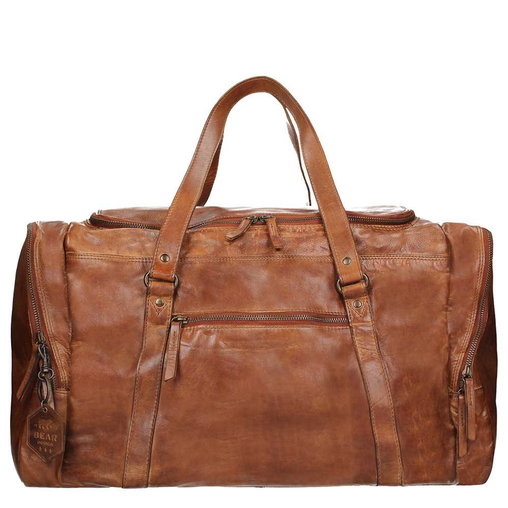 Bear Design Cow Lavato Weekendtas cognac handbagage