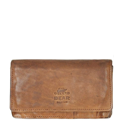 Bear Design Cow Lavato Portemonnaie 12cc cognac