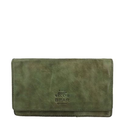 Bear Design Cow Lavato Dames Portemonnee 12cc olive green