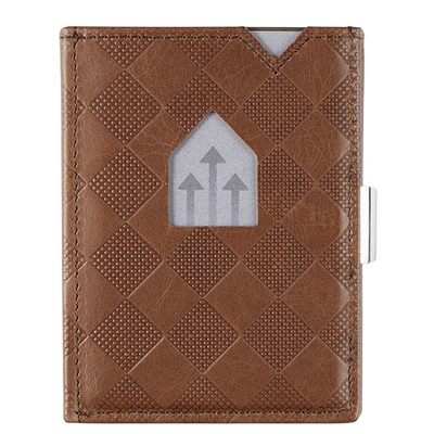 Exentri Leather Wallet RFID hazelnut chess