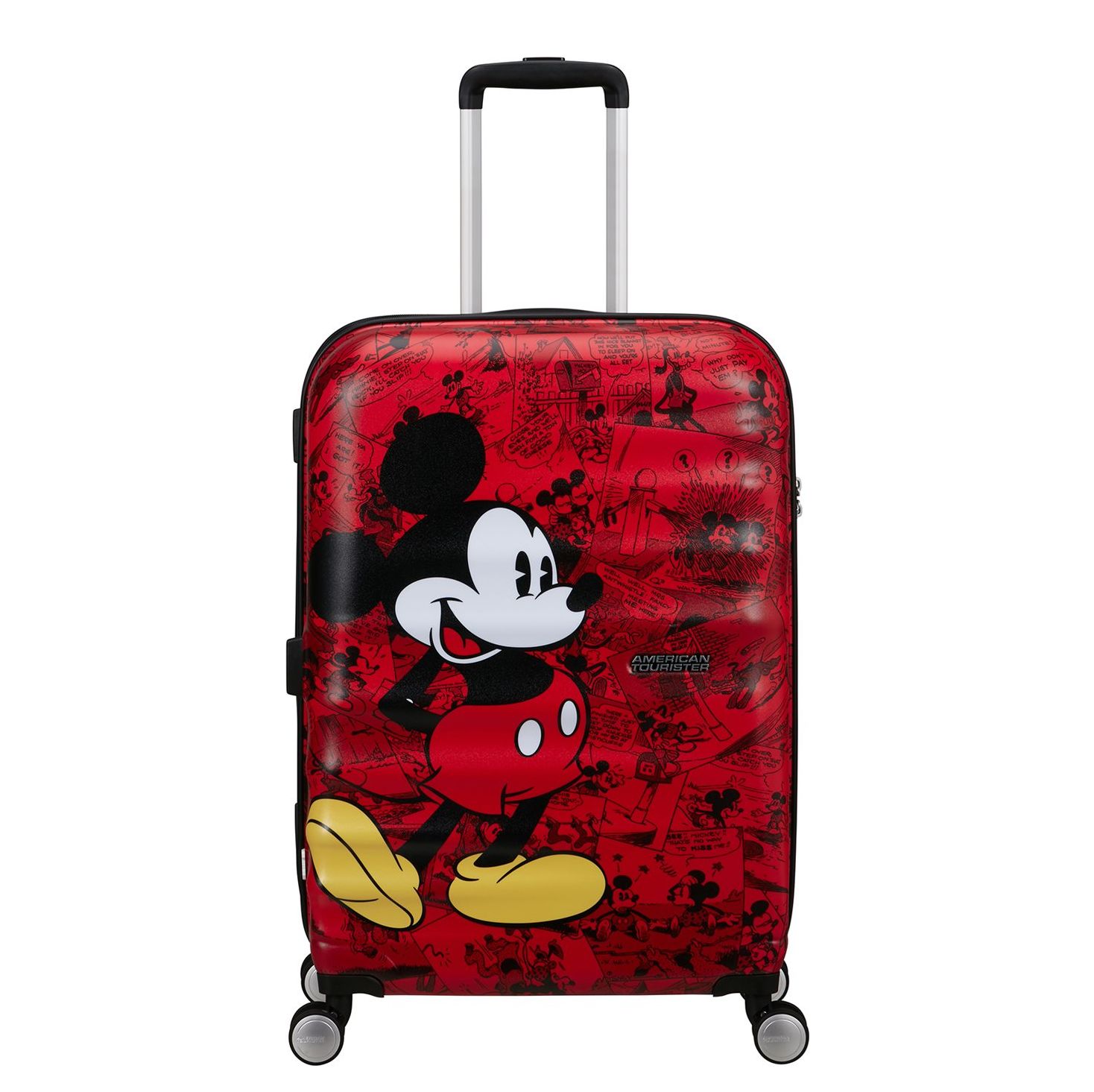 Travelbags American Tourister Wavebreaker Disney Spinner 67/24 TSA mickey comics red hardcase koffer aanbieding