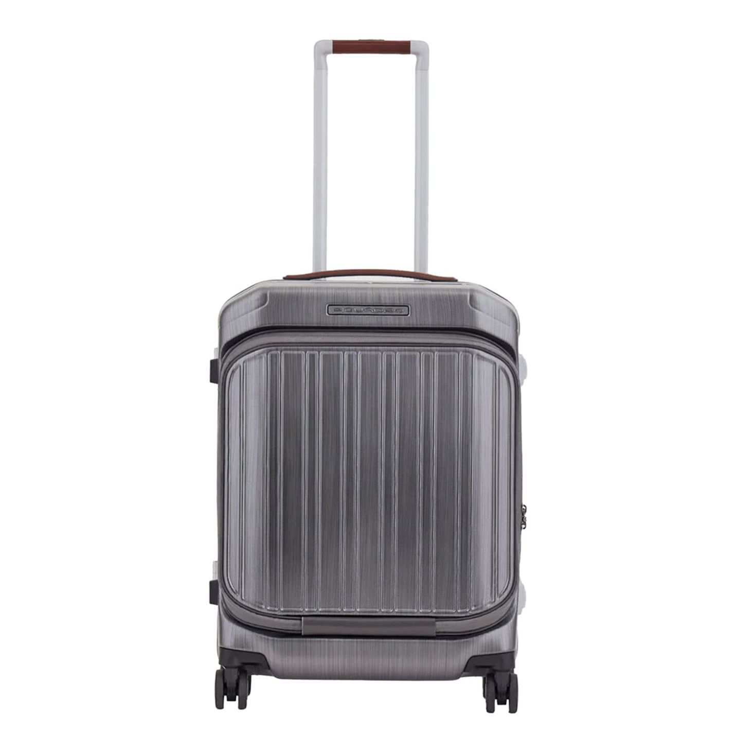 Piquadro PQ Light Frame Laptop Cabin Spinner 55 Grey With Tobacco Leather
