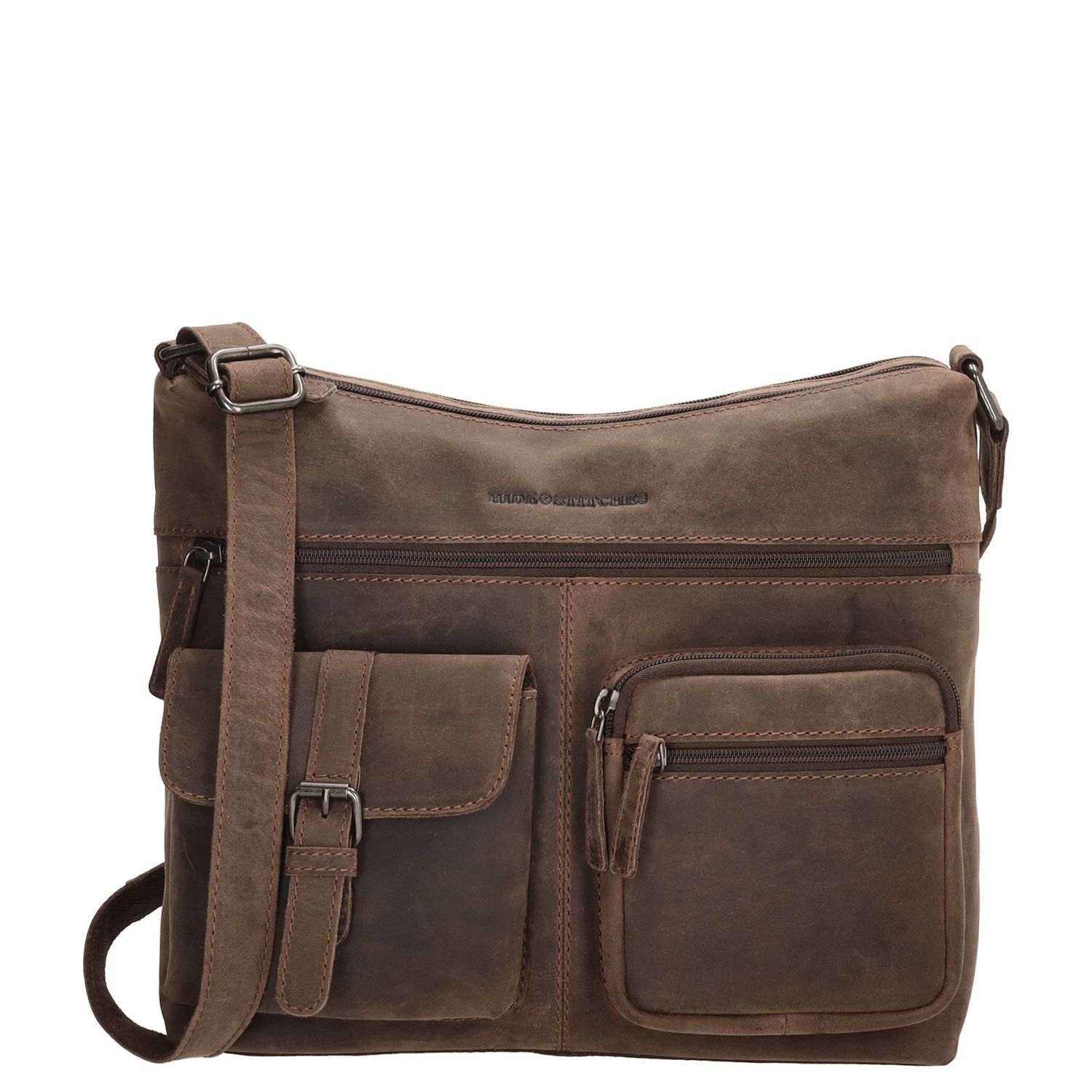 Hide Stitches Idaho schoudertas bruin