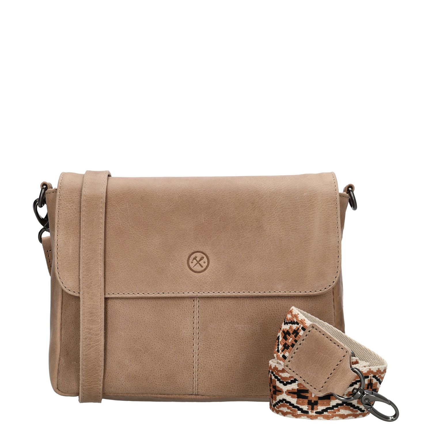 Hide Stitches schoudertas beige en bruin