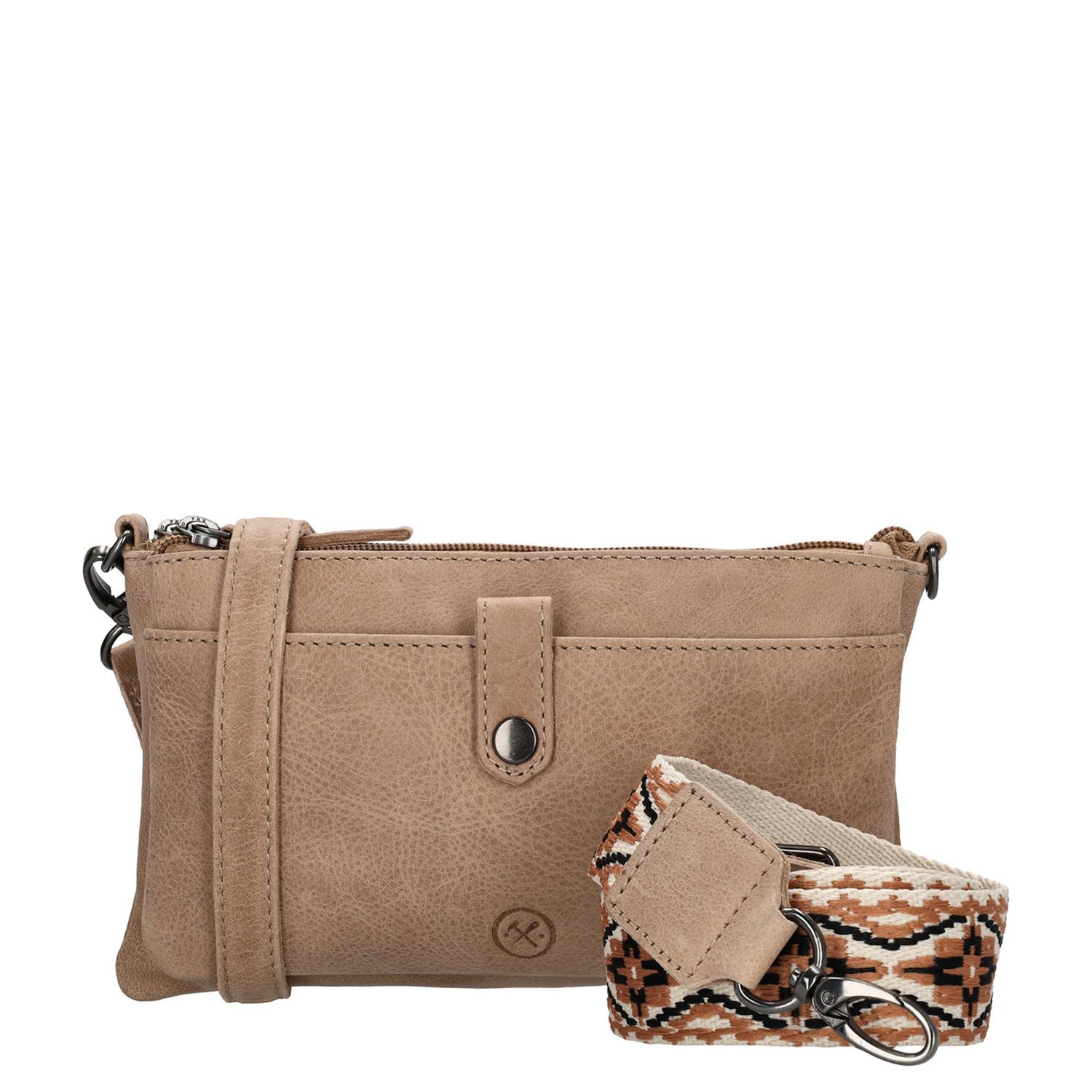 Hide Stitches schoudertas beige en bruin