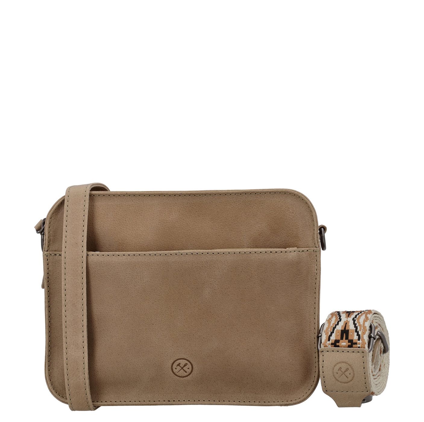 Hide Stitches schoudertas beige en bruin