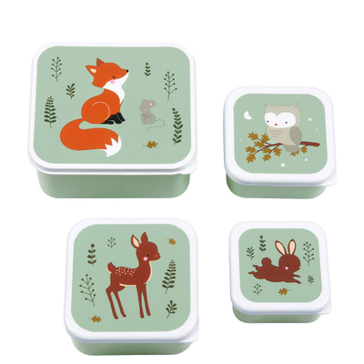 A Little Lovely Company Charlie Lunch & Snack Box forest friends - sage