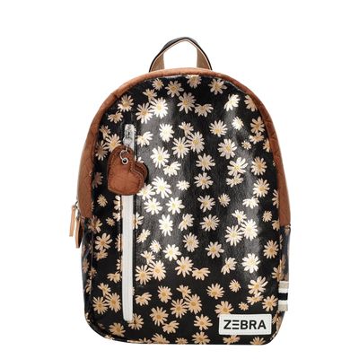 Zebra Trends Girls Backpack M black flowers