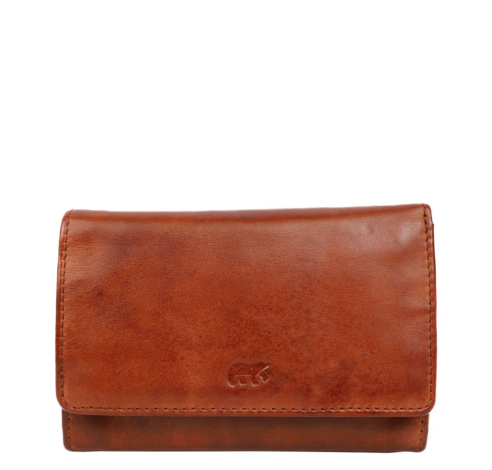 Bear Design Cow Lavato Wallet cognac dames portemonnee