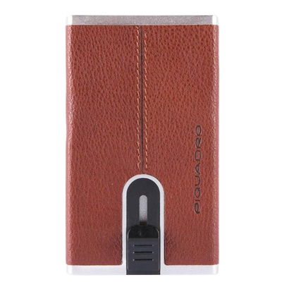 Piquadro Black Square Compact Wallet For Banknotes And Creditcards tobacco
