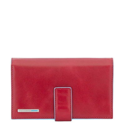 Piquadro Blue Square Women Wallet With Coin Case red