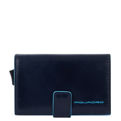 Piquadro Blue Square Credit Card Holder Case dark blue