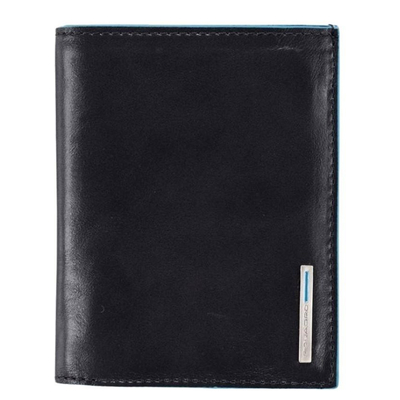 Piquadro Blue Square Vertical Wallet 10 Cards With Coin Case night blue
