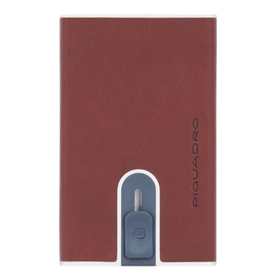 Piquadro Black Square Creditcard Case With Sliding System tobacco