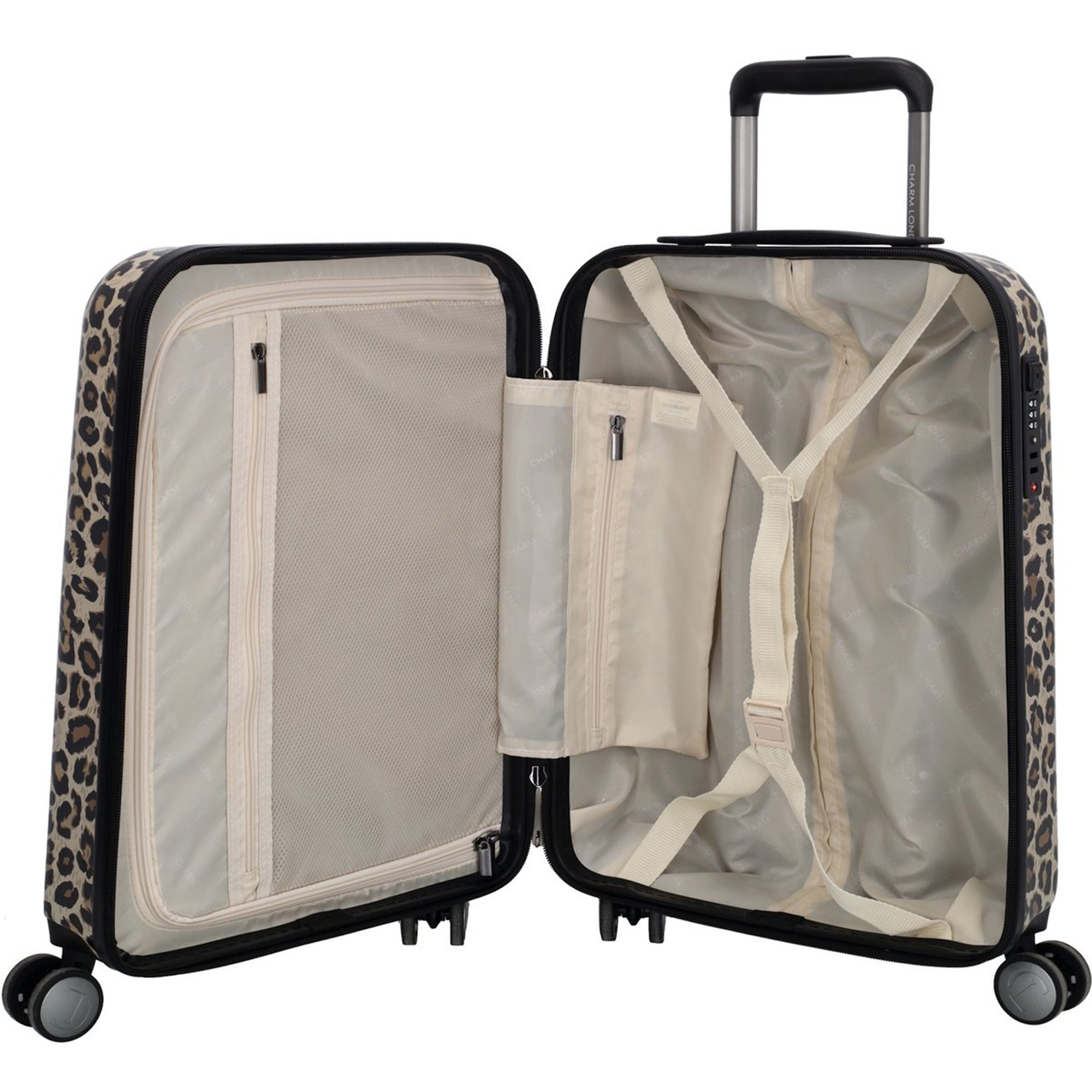 London City Print Suitcase 4 Wheels Expandable Luggage Travel Bags HLG9620, White, Luggage
